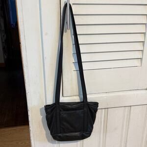 MacClay Leather Design black leather long crossbody minimalist Shoulder purse